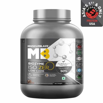 MuscleBlaze Biozyme Iso-Zero Low Carb Ice Cream Chocolate • 2 kg