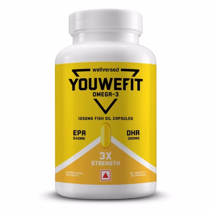 YouWeFit Omega-3 Fish Oil (60 Capsules), 1250mg