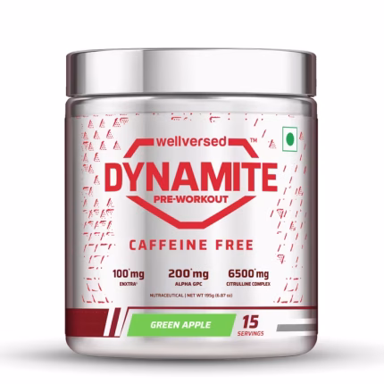 Dynamite Pre-Workout Caffeine Free (195g, 15 Servs) | Green Apple